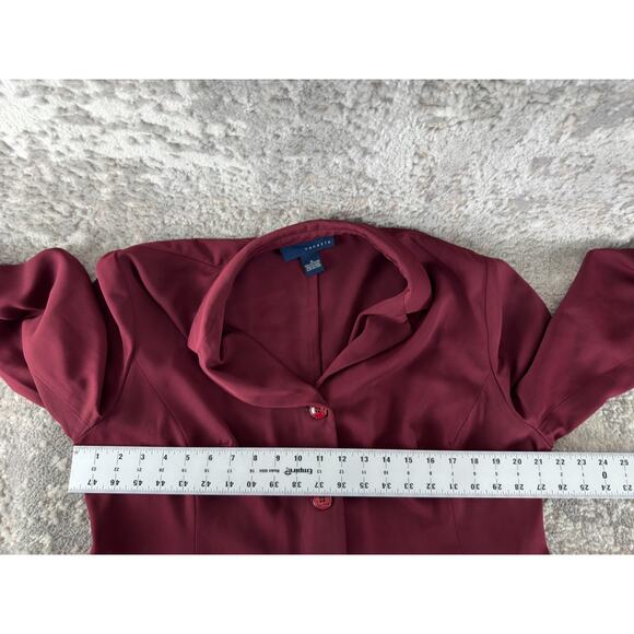 Venezia Size 16 Notched Trench Overcoat Notched Button Burgundy Long Sleeve - Picture 4 of 7